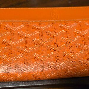 GOYARD PVC GM Matignon Leather Zippy Zip Around Long Wallet Orange